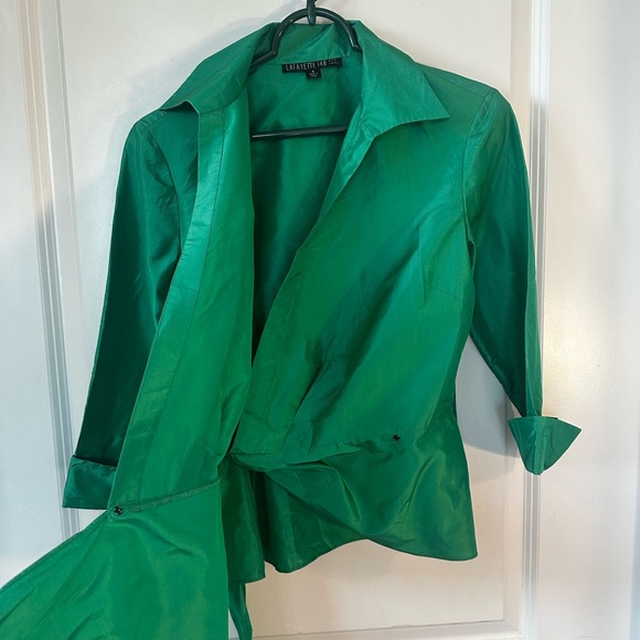 Lafayette 148 New York Emerald Wrap Blouse - Picture 6 of 10